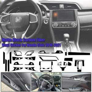 Carbon Fiber Pattern Center Console Molding Sticker Decals For Honda Civic 10th - Picture 1 of 16