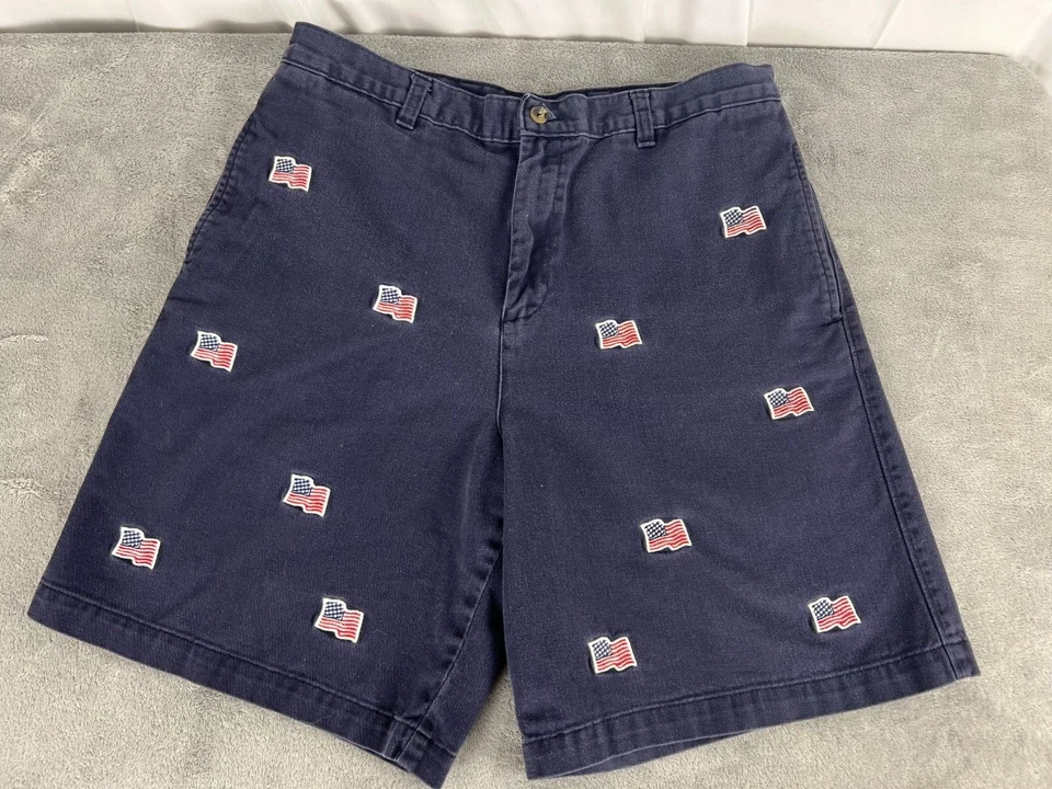 Pantalones Cortos Barry Bricken Para Hombre Talla 34 Bandera Americana Azul Bordado EE. UU. Foto 1 de 4