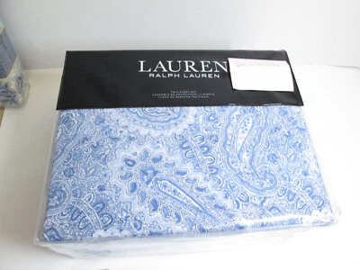 New Ralph Lauren Bantry Paisley Flannel Twin Sheet Set Blue NEW - Image 1 of 4