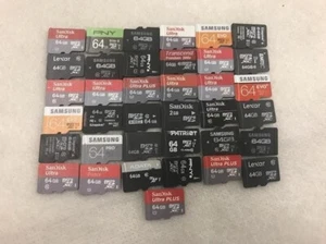 Cartes Micro SD - Lot de 25 cartes - 64 Go différentes marques Samsung, SanDisk, Lexar - Photo 1 sur 1