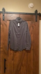 Express Men’s Dark Gray Extra Slim Solid Stretch 1MX Dress Shirt NWT Size XS - Picture 1 of 3