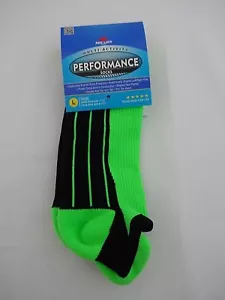 Running Socks Neon Green Black Nylon Size 10 to 13 Fleet Red Lion - Picture 1 of 8