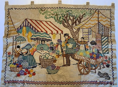 Vtg Paragon Wall Hanging Tapestry Picture Wall Decor Colorful  Completed - Image 1 of 4