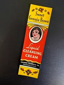 1935 Sweet Georgia Brown Liquid Cleansing Cream Label Valmor Black Americana - Picture 1 of 4