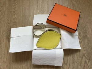 100% Auth HERMÈS Tutti Frutti Porto Mone Soufre Canopee Chevre Lemon Coin Case - Picture 1 of 13