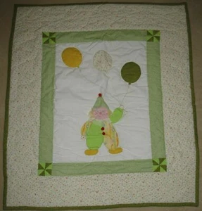 Handmade Baby Quilt Coverlet Circus Clown Balloons Polka Dots Flowers Boy - Picture 1 of 9