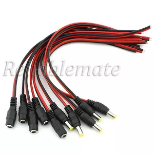 5pair 12V 5.5x2.1mm Male + Female DC Power Socket Jack Connector Cable Plug Wire - Picture 1 of 3
