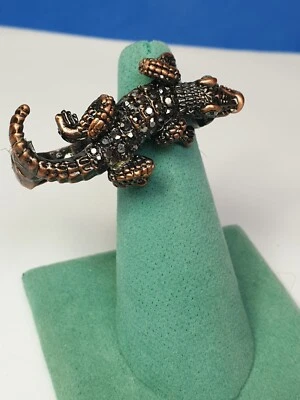 Anillo Doble Caimán Cobre Marcasita Talla 6.5 Foto 1 de 4