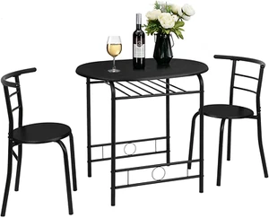 3 Piece Dining Set,Small Kitchen Table Set for 2,Breakfast Table Set,Kitchen Woo - Picture 1 of 6