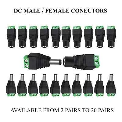 ABM Telecamera CCTV Connettore Balun Alimentazione Cavo Adattatore Jack Spina 12V DC Maschio Femmina LOTTO