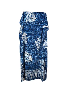 Batik Sarong Pareo Hippie Wrap Boho Gypsy White Hibiscus Coachella Sz 59" X 45" - Picture 1 of 6