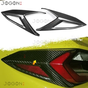 Real Carbon For C8 Corvette Stingray Coupe 20+ Rear Taillight Brake Light Covers - Picture 1 of 13