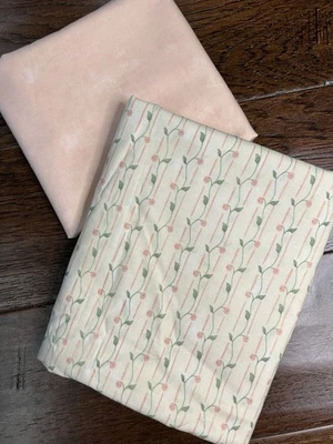 MODA Pieces From My Heart Sandy Gervais - 1.5 Yards Flowers, 1/2 Yard Pink - VTG - Image 1 of 4