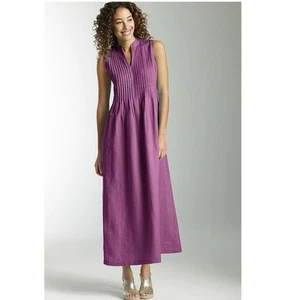 J. Jill dress small maxi linen purple Sleeveless shirt dress summer lagenlook - Picture 1 of 11