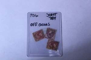 - 1936 U.S. Postage Stamps Scott #784 All Cancelled & Off Color Lot of 3 - Picture 1 of 5