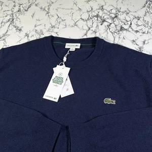 LACOSTE Mens Navy Blue Wool Jumper SIZE FR8 US 3XL BNWT Authentic AH3449 - Picture 1 of 9