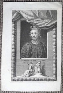 c1745 Johann Ohneland König von England King John Kupgferstich-Porträt G. Virtue - Picture 1 of 1