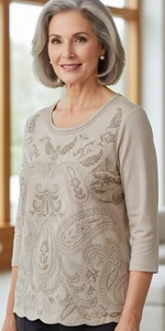 Chicos Women’s size 2 (L) embroidered bohemian tunic blouse boho festival - Picture 1 of 7