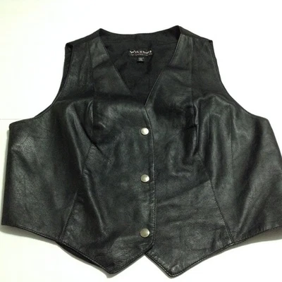 Chaleco de cuero Wilsons para mujer XLarge negro a presión delantero recortado motociclista motocicleta Foto 1 de 4