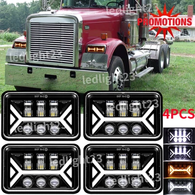 4x DOT Approved 4x6''LED Headlights Hi/Lo DRL Fit Freightliner FLC/D Classic XL - Image 1 of 4