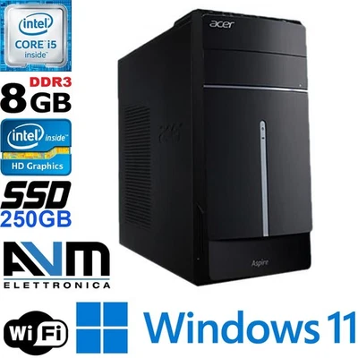 PC Acer Aspire TC-605 Windows 11 CPU Core i5-4590 RAM 8GB DDR3 SSD 250GB Wi-Fi - Immagine 1 di 4