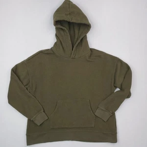 Felpa con cappuccio uomo grande verde oliva pullover cotone biologico French Terry - Foto 1 di 14