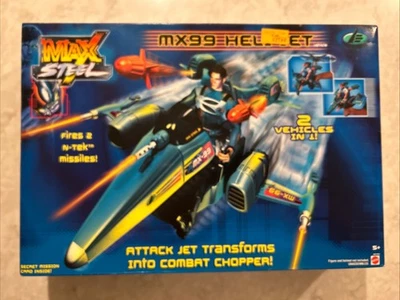 Helicóptero sellado de fábrica Mattel Max Steel MX99 Heli-Jet Transforms Vehicle 2001 Foto 1 de 4