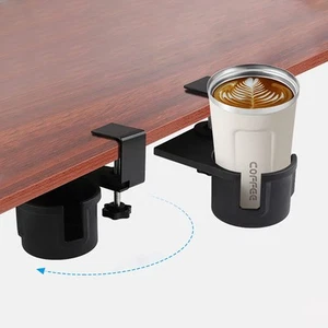 Desk Cup Holder 180° Rotating Under Table Cup Holder Anti-Spill Water Bottle ... - Picture 1 of 6