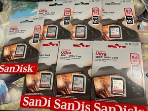 7 x SanDisk Ultra 64GB SDXC Memory Card, Up  to 120 MB/s, Class 10, UHS-I, V10 - Picture 1 of 5