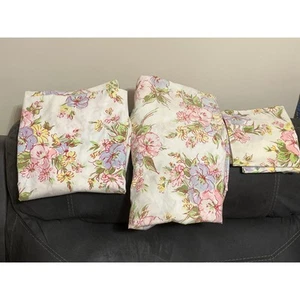Vintage Pequot No Iron Percale Sheets Retro Floral 3 Piece - Picture 1 of 3