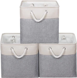 Large Fabric Storage Baskets for Shelves 13X13X13 Foldable Bins Linen Closet - Picture 1 of 12