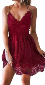 AOOKSMERY Burgundy Red Lace-up back Dress Medium ***50% OFF MSRP***Free Shipping - Picture 1 of 5