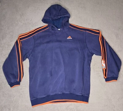 Sudadera Adidas Vintage Juvenil XL Sudadera con Capucha Azul Marino Naranja Logo Y2K Marca 3 Rayas 99 Foto 1 de 4