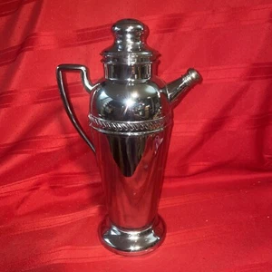 Chrome Stainless Cocktail Mixer Pitcher Martini Shaker Handled Barware Silver - Picture 1 of 10