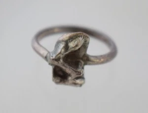 Vintage Sterling Silver Brutalist artisan ring Size J.5 - Picture 1 of 10