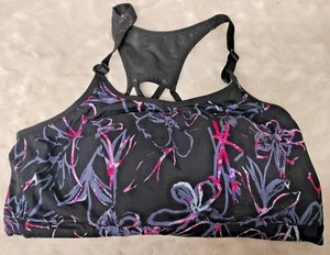 Livi Active Sport-BH ohne Bügel schwarz abstrakt Blumen Racerback Größe 40DDD - Bild 1 von 6