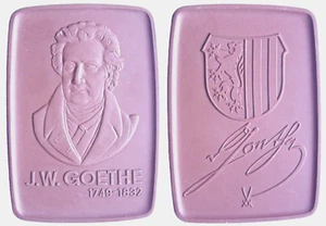 DDR Meißner Porzellan Medaille J.W. Goethe 1749 - 1832 - Picture 1 of 4