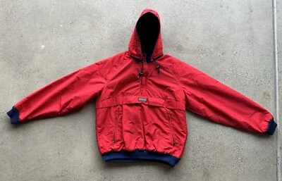 Chaqueta cálida vintage Lands’ End roja olefina forrada de lana canguro bolsillo talla M/L Foto 1 de 4