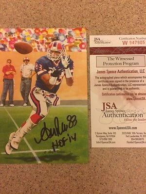 Andre Reed Buffalo Bills Autographed Goal Line Art Card NFL w/ HOF & COA - Image 1 of 3
