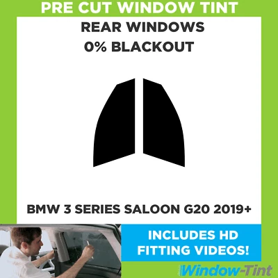 For BMW 3 Series 4-door Berlina G20 2019+ Pre Cut Window Tint 0% Blackout Film - Image 1 of 4