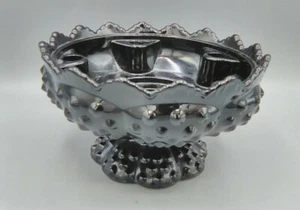 Fenton Glass Black Hobnail Candle Bowl - Picture 1 of 1