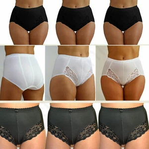 LIGHT CONTROL SUPPORT LACE BRIEF KNICKERS BLACK & WHITE BEAUFORME (S - XXXL) - Picture 1 of 5