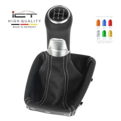 ICT Gear Knob Shift Cover Leather For Seat Exeo Type 3R Illuminated Stitch Silver 44 - Image 1 of 4