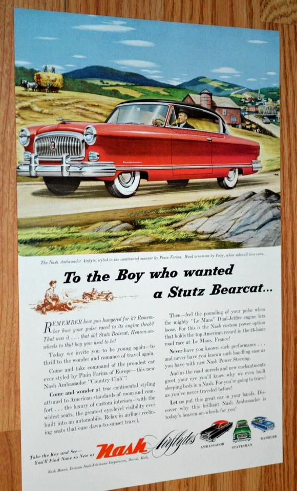 Anuncio impreso vintage original del club de campo de NASH Ambassador 1953 53 Foto 1 de 1