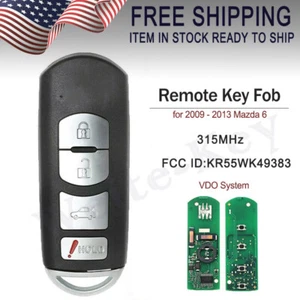 4B for 2009 2010 2011 2012 2013 MAZDA 6 SMART PROX REMOTE KEY FOB KR55WK49383 - Picture 1 of 3