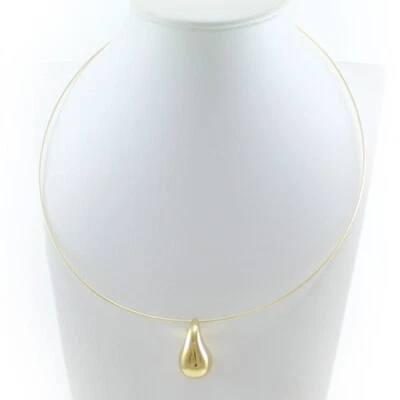 Girocollo donna rigido con pendente a goccia in argento placcato oro - Immagine 1 di 4