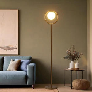 Modern Gold Globe Floor Lamp, Minimalist Mid Century Standing Lamp with 3000K 9W - Picture 1 of 5