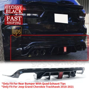 For Jeep Grand Cherokee Trackhawk 18-21 Glossy Black Rear Bumper Diffuser W/ LED - Picture 1 of 13