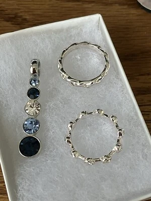 Coldwater Creek Colgante 5 Piedras con 2 Anillos Tono Plata Talla 8 Foto 1 de 4