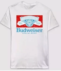 Budweiser Men's White & Red King Of Beers Logo T-shirt Size XXL White - Picture 1 of 4